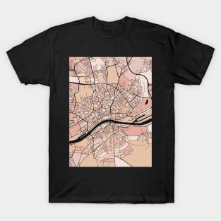 Frankfurt Map Pattern in Soft Pink Pastels T-Shirt